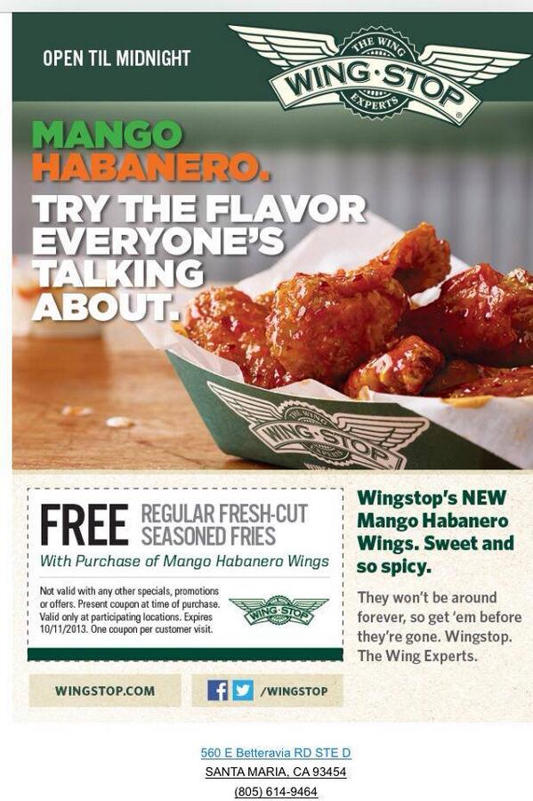 Santa Maria Wingstop (Santamariawings) Twitter
