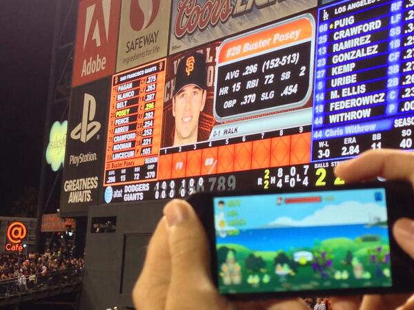 memsic's tweet photo. I like to play @BusterBash PRO at AT&amp;T Park with @BusterPosey at bat and pretend the crowd's cheering for me. http://t.co/NdgShgiZUB