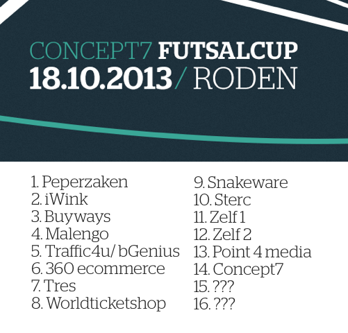 C7FutsalCup's tweet photo. De deelnemende teams op de Concept7 Futsal Cup! http://t.co/4h1JCUrAQ5