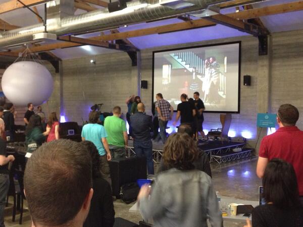 Aerych's tweet image. Automattic Dance Party #jumpintheline #rockyourbodyintime