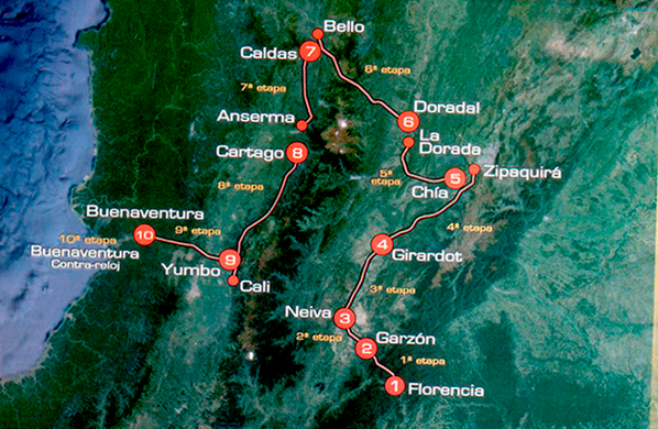 ClaroColombia's tweet photo. Éste es el mapa del recorrido que harán nuestros ciclistas en el #ClásicoRCNClaro :D http://t.co/YocKnLL2sK