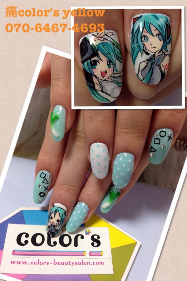 ネイルチップオーダー miku様 夏ミク🌻🦋 担当:nagisa 予約可能枠は