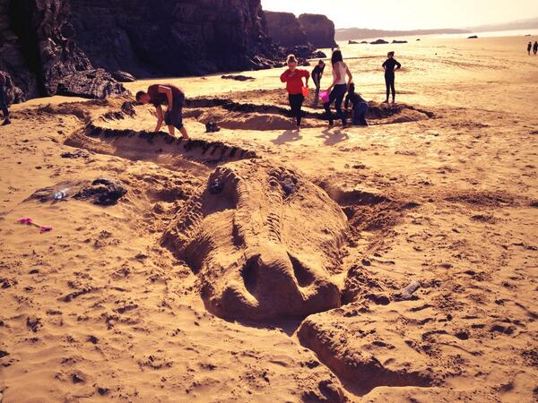 Ailish_Kelly's tweet photo. Today at uni we built a huge snake in the sand #woah #massive #snake http://t.co/caITwwaUkN