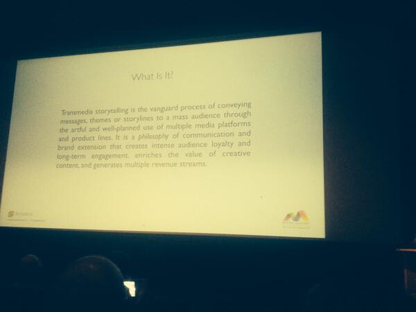 Jeff_Gomez's tweet photo. Thanks Matteo! RT @yan_luong: the best definition of #transmedia according to @matteostanzani #xmedialab http://t.co/ArUiX6JujU