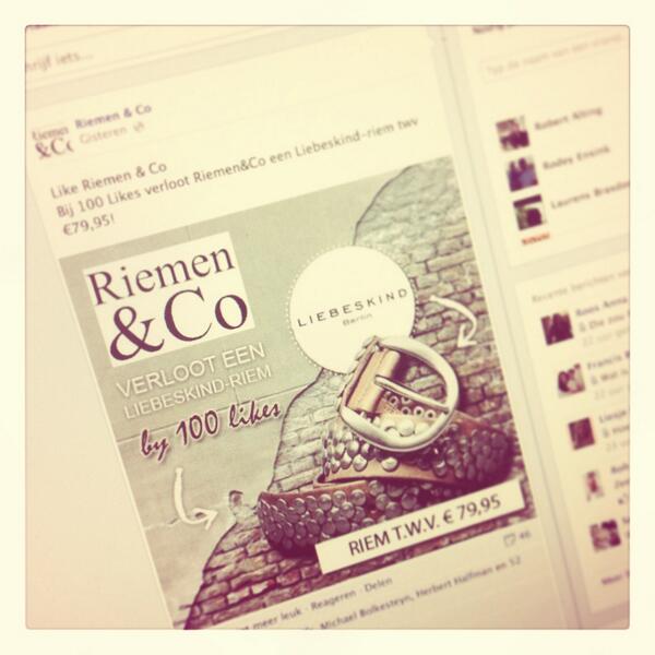 Kleine #facebookactie voor #riemenenco opgezet. #datissterk