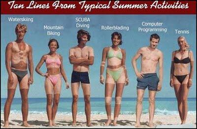 Tan lines from typical summer activities. Yep! #humor