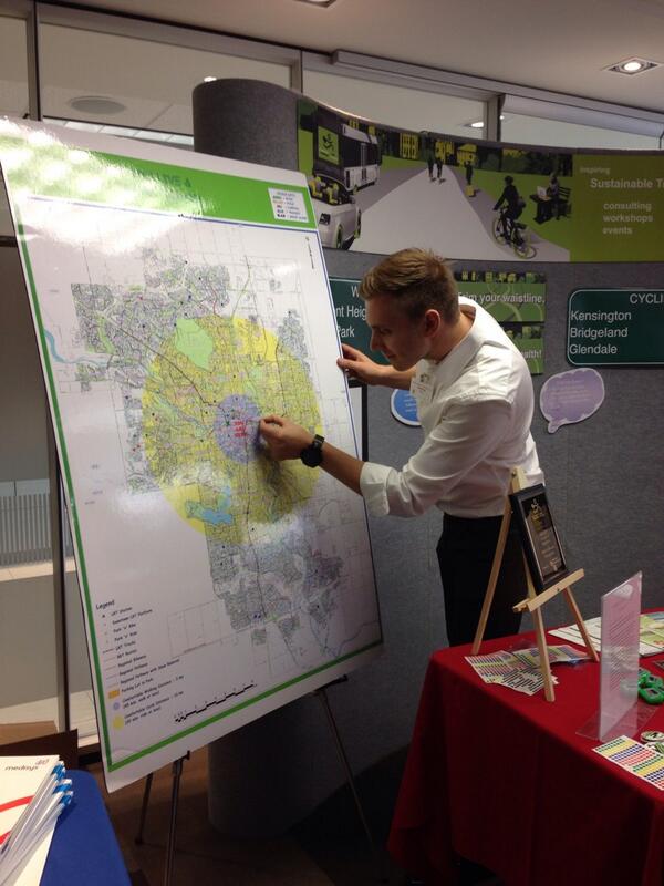 yycCommute's tweet image. "How did u commute to work today?" Josh putting on a red sticker for #carpooling w/ friends! #YYC #yycCommute