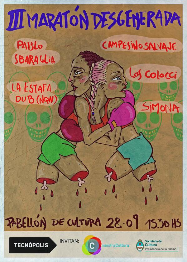 LosColocci's tweet photo. Sabado 28/9 17hs Los Colocci en la III Maraton Desgenerada en Tecnopolis http://t.co/xd8itp9Bt0