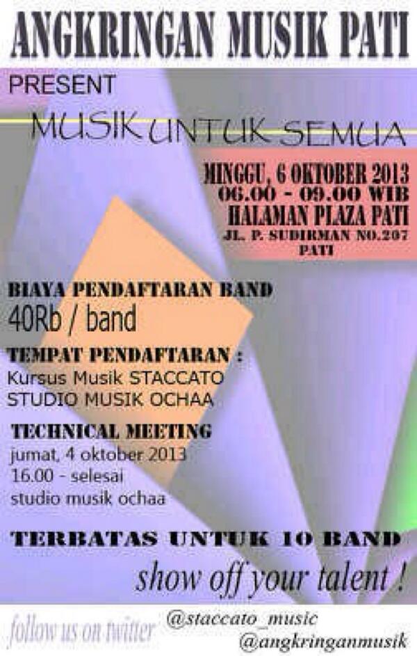 Heyy Band !!!! Buruan daftar sini di <a href="/angkringanmusik/">AngkringanMusikPATI</a>  :D all genre boleh ikutan