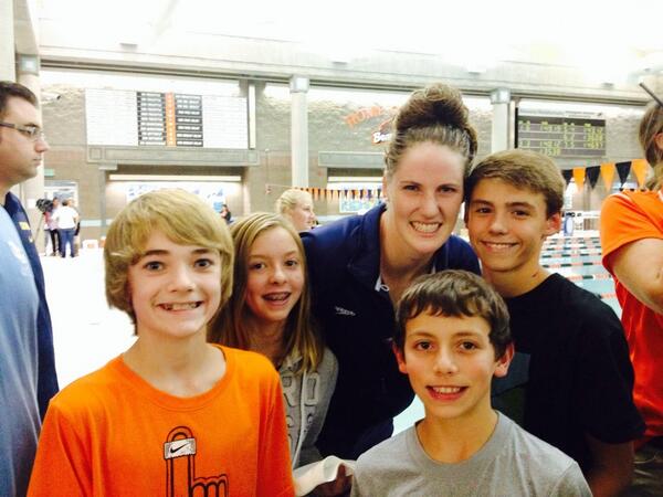 colbyevenso's tweet photo. Got to meet missy franklin today! http://t.co/7GGLmTqhJd