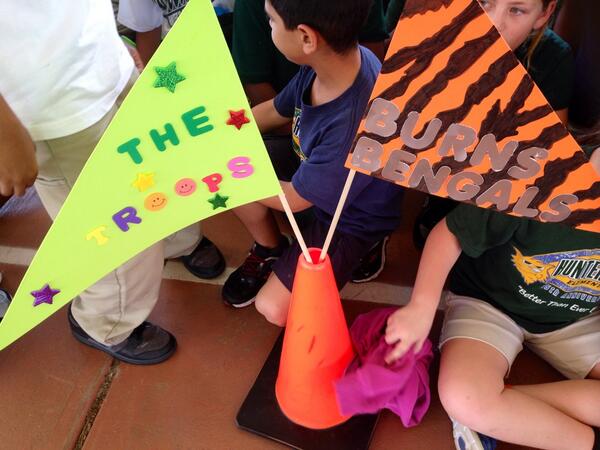 MsBurns_HGE's tweet photo. Teammate lovin at the panther pump up! #bengals #troops @MsT_HGE http://t.co/z9bd0WunS1