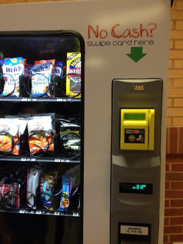 maddiemessier's tweet image. Why don&apos;t our vending machines accept credit cards? #miltonproblems