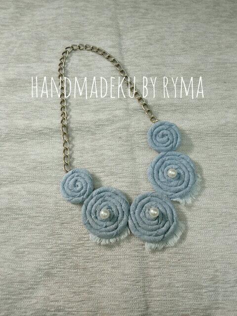 Pearl denim necklace idr 70k (for order liat CP di bio ya) #handmadekubyryma ^_^