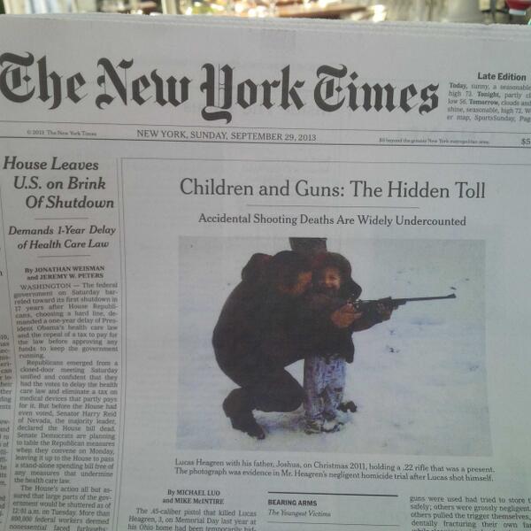 If you only read one newspaper report today, make it this one. Truly horrifying. #ChildrenAndGuns