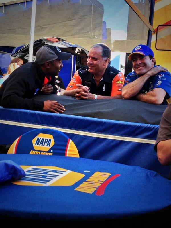 "<a href="/shoeracing/">Don Schumacher Racing</a>: Caption this! <a href="/AntronBrown/">Antron Brown</a> <a href="/JohnnyGrayFC/">Johnny Gray</a> @NapaRonCapps "Love my boy Ron Capps!@RBagwill