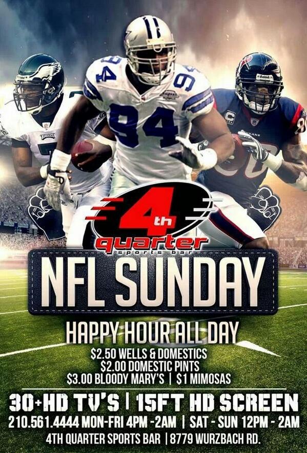 Eric_Ry's tweet photo. #SundayFunday #Texans #Cowboys #4thQuarterSportsBar#8779WurzbachR http://t.co/ZpSLOV0Mmf