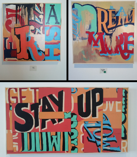 ZachLovely's tweet photo. My paintings from last nights show "Monomania" the upper right piece dold and will be making its way to a new home! http://t.co/5XfZhX2pra