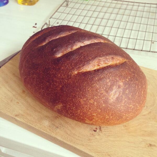 SamCoton's tweet photo. First shot at baking @PaulHollywood 's white bloomer bread, tastes amazing! Very proud of myself :P http://t.co/c4UCAcdHIa