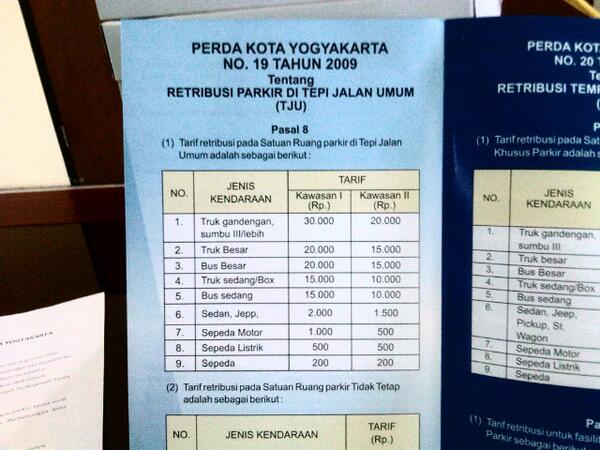 denbagusedhani's tweet photo. Tarif parkir http://t.co/Ju9rBMEuAz