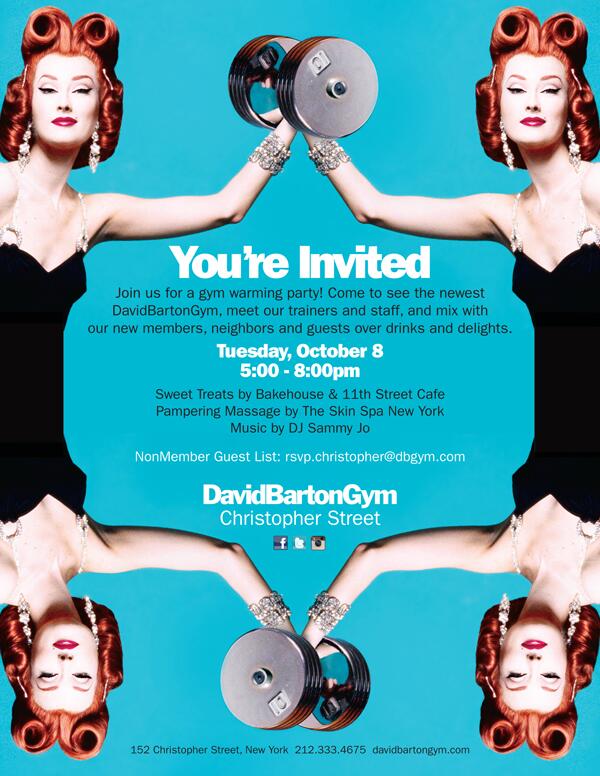 DBGymArchive's tweet photo. GymWarming! Add your body heat 2 our mix @DavidBartonGym #ChristopherStreet Tues 10.08 5-8 @Bakehouse113 @RockroseNY http://t.co/dETvVzmKlQ