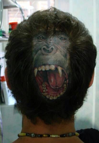 ShitTats's tweet photo. If you're gonna get your head tatted you might as well go ape! http://t.co/SSIeXGBeps