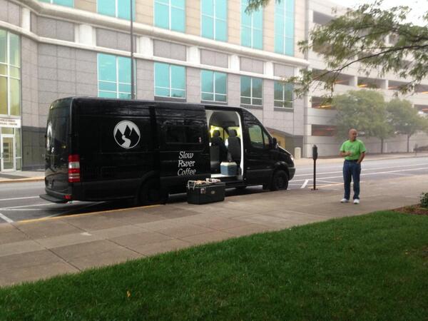 We're at One Summit Square downtown Fort Wayne with free samples of scones and brew coffee.