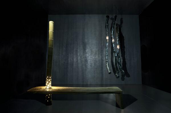 swarovski's tweet photo. Song Tao depicts the cycle of life through wood and bamboo, with crystals as water and light. #digitalcrystal http://t.co/OX2oKAb4qA