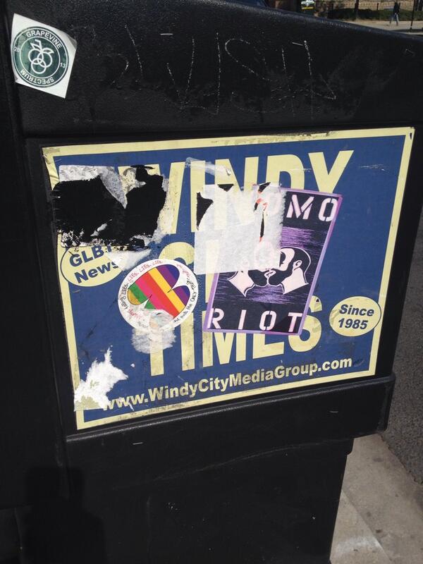 Number3Art's tweet photo. @thehomoriot Homos can get it up....AND can stay up....one year later in #Chicago #stickerporn http://t.co/X1beVpYcXa