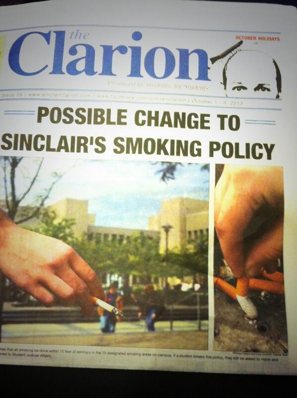 YAL_Sinclair's tweet photo. Going to do everything we can to hold a petition against changing the smoking policy on campus #YAL #SFL http://t.co/zQPHo3sbWX