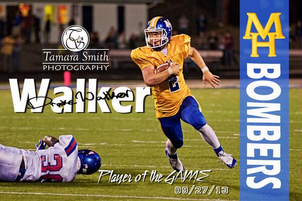 iamcamtam's tweet photo. @Drake2Walker 09/27/13 Player of the GAME brought to you by KTLO/KCTT and Tamara Smith Photography #gobombers http://t.co/Cd6PBgDNP4