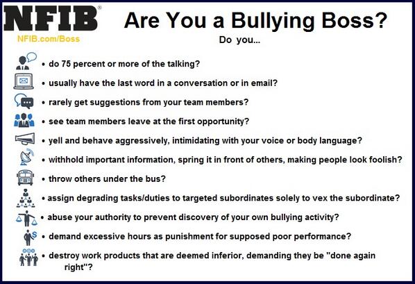 Moderne komme til syne hjerte NFIB on Twitter: "Are you a bullying boss? 11 signs you're stifling your  #smallbiz http://t.co/vzlLNhJWB8 http://t.co/PzG0C7f9Ig" / Twitter