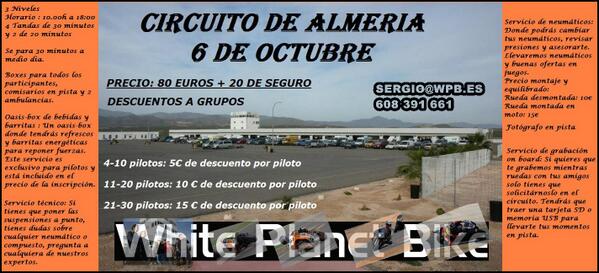 WhitePlanetBike's tweet photo. 6 de octubre, circuito de almeria..¿Quién se anima? http://t.co/lUPHadSyjf