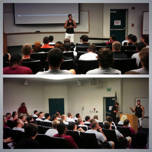 SGVFCA's tweet image. Honored to deliver a Word today to the men of the APU Football Team before practice #FIGHT #2Tim4:7 #OneBlood