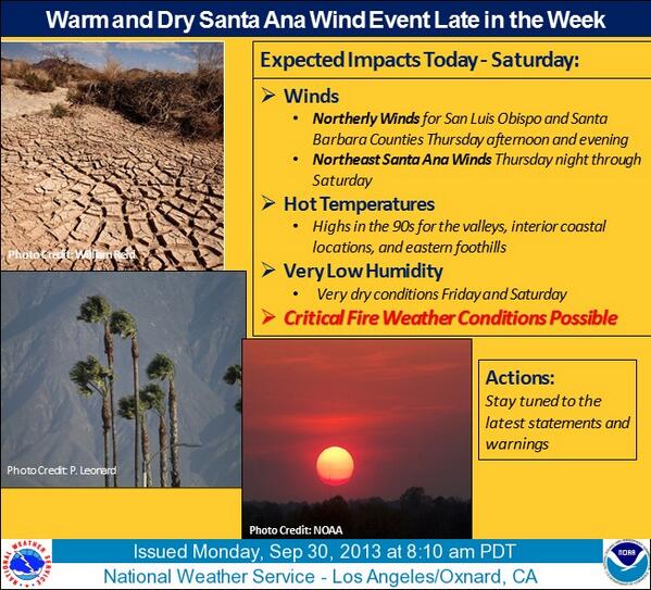 PabloWeather's tweet photo. Fall has Arrived and so has the #SantaWinds later this week. #LAweather #FireDangerHigh http://t.co/rUgstleGzR