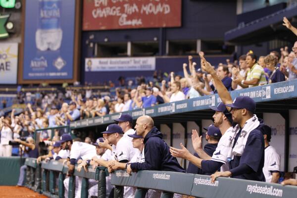 VisitTampaBay's tweet photo. Join us and cheer for our home team @RaysBaseball Tonight at 7pm #onemoregame #163strong #goRays #TampaBay http://t.co/UxjfFcvFfJ