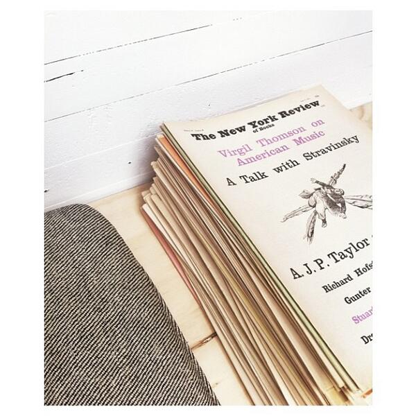 A giant stack of the New York Review of Books from the mid-1960s are now in the shop. Take a seat &amp; dig for gold.
