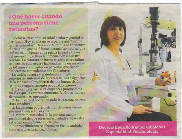 ELVIADRA's tweet photo. Te comparto el artículo publicado por el @periodicoam ¿Qué hacer cuando una persona tiene cataratas? http://t.co/Y77uemGYW6