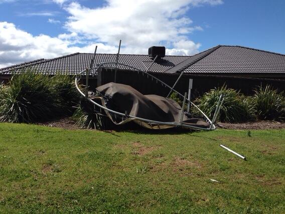 Lots of damage from last night's crazy wind. This trampoline definitely came off second best. #mornpen