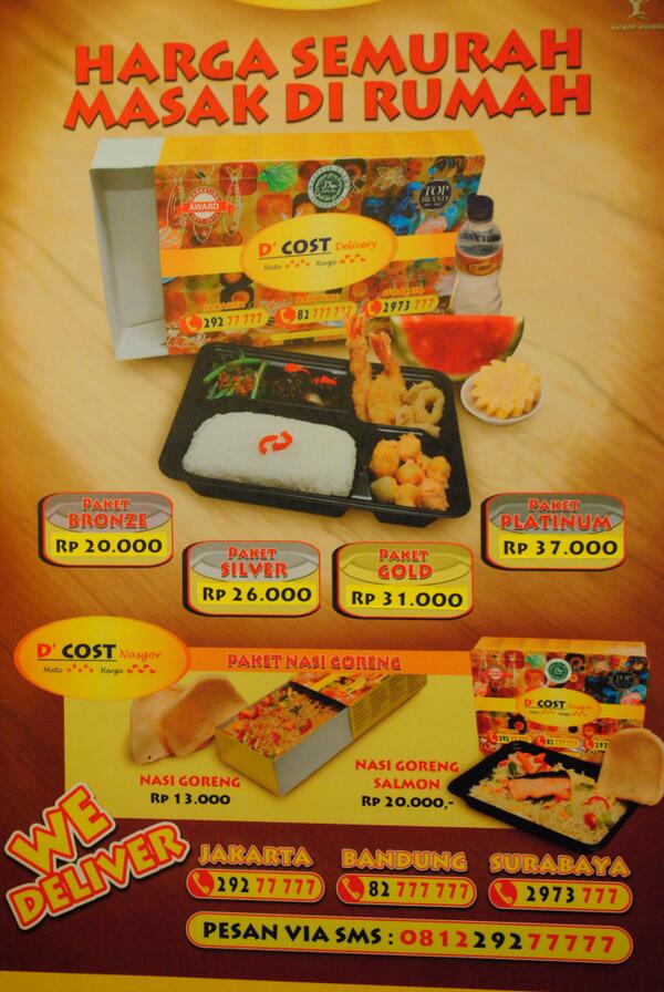 Nah! RT @bekasisquare: Bingung mau lunch dmn?Ayo lunch di D'Cost Bekasi Square. Ada paket harga semurah masak drumah!