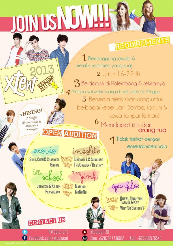 xtopia_ent's tweet photo. @fx_Palembang [HELP RT] >> XTE MEMBER HUNT 2013. Let's join with us fanboy-fangirl dancer! ^^ http://t.co/mUPpKmpTHJ