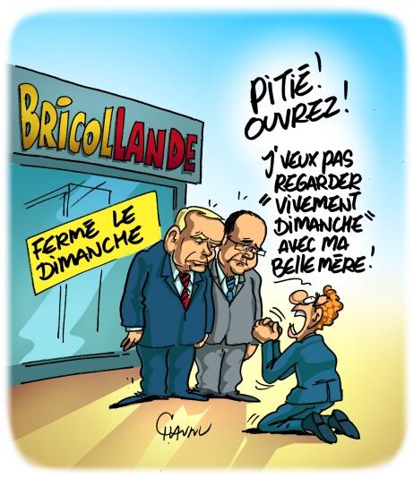 LE DESSIN DU JOUR | Le regard de Chaunu sur l'ouverture des magasins le dimanche bit.ly/FInfoChaunuDim…
