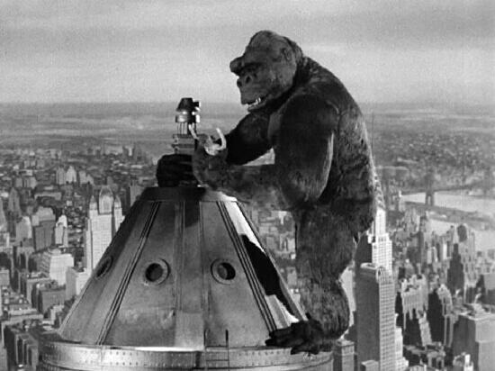 1933年製作の初代キングコング。 コングがコマ撮りで表現されていて