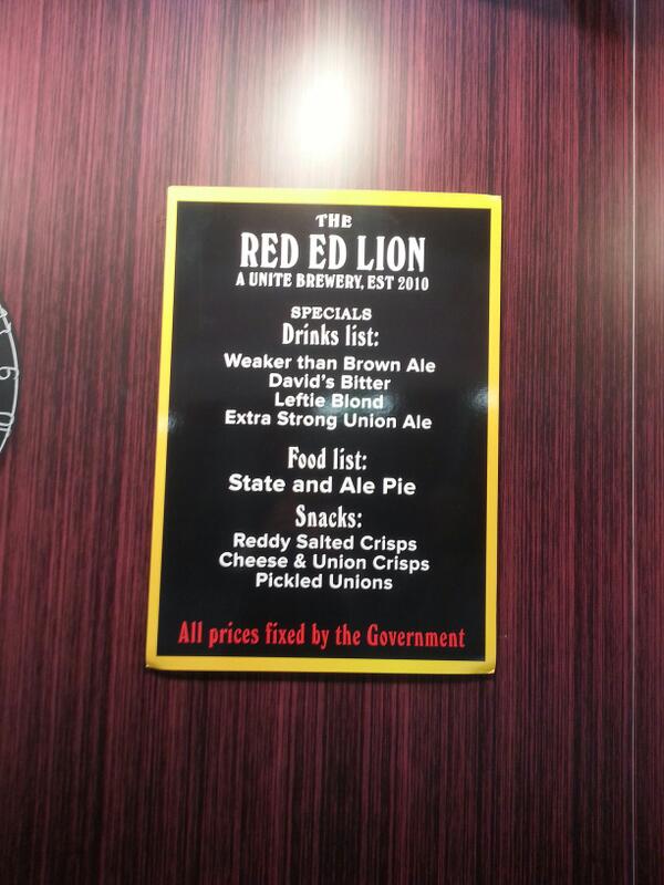 Drinks available from the Red Ed Lion at the confetence