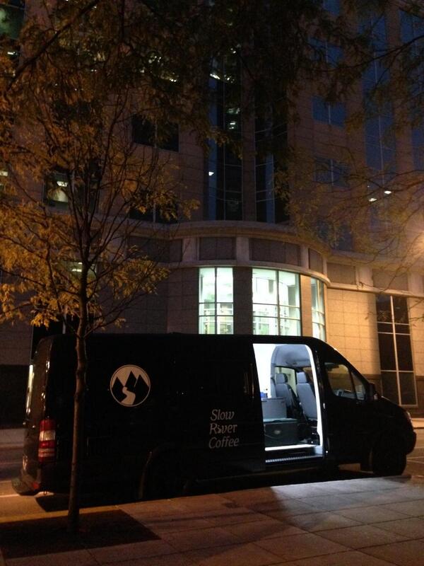 The sun is not quite up, but we are! Out at #OneSummitSquare this morning. Stop by for a cup of coffee and a cookie.