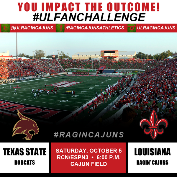 LafayetteTravel's tweet image. Join the @ULRaginCajuns social media challenge vs Texas State. #ulfanchallenge #ragincajuns
