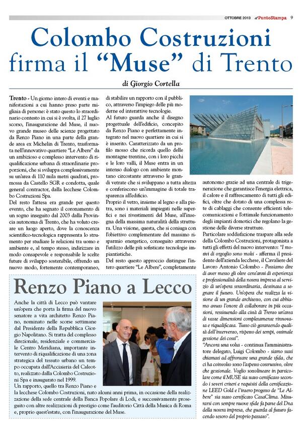#ColomboCostruzioni firma il 'Muse' di #Trento