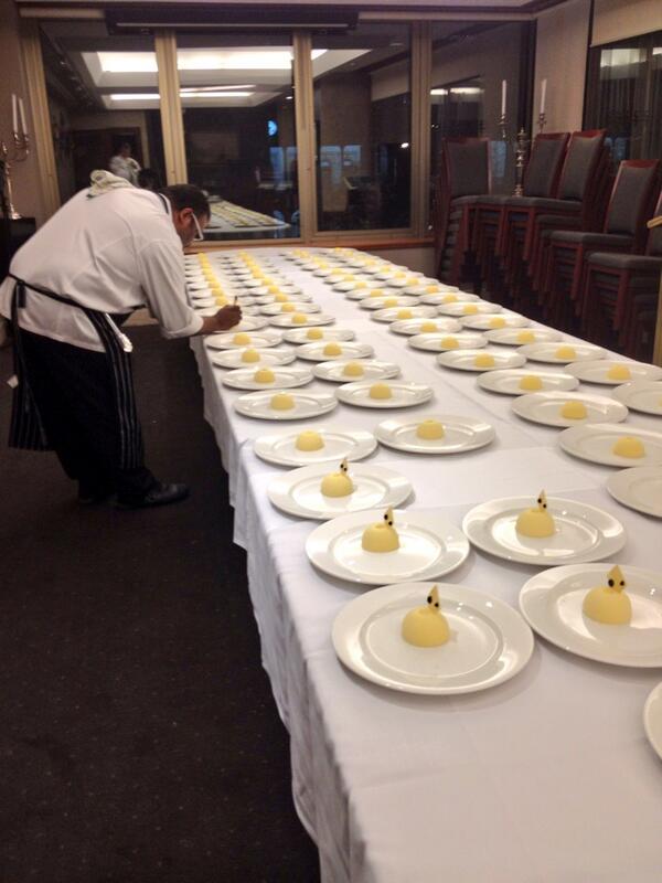 Final preparations for our modern take on lemon tart for the governor's dinner