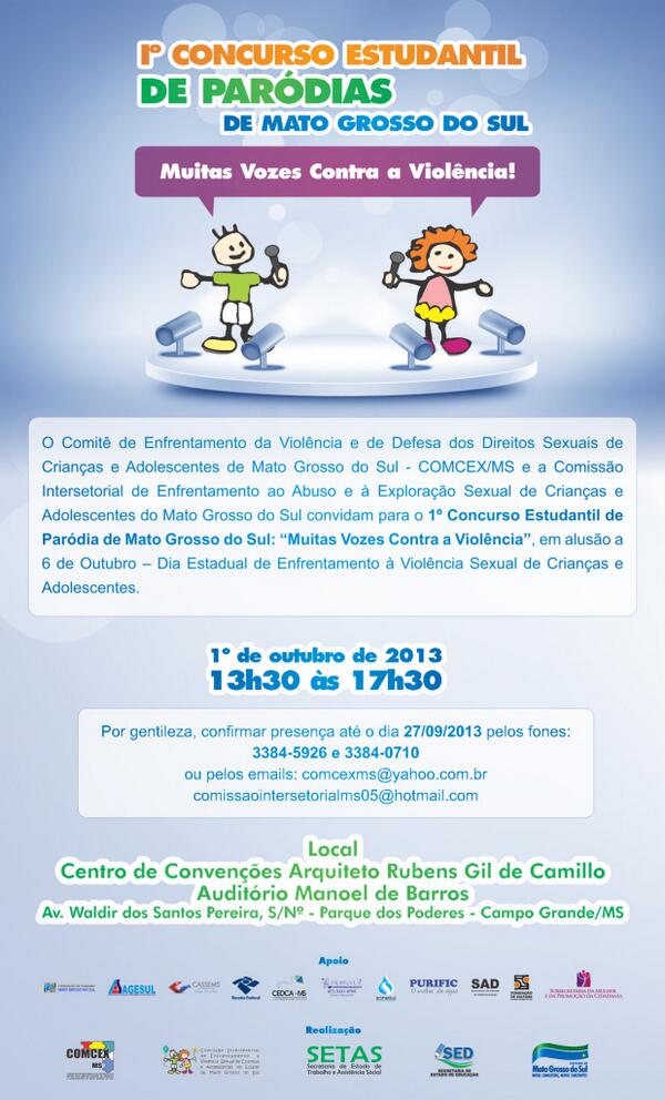 cecria's tweet photo. 1º Concurso Estudantil de Paródias de Mato Grosso do Sul http://t.co/A78tUokgb3
