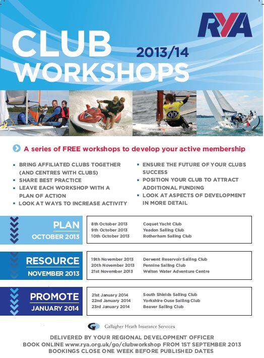 The first RYA Club Workshops on planning in the NE &amp; YH regions are next week. Book online at: rya.org.uk/go/clubworkshop