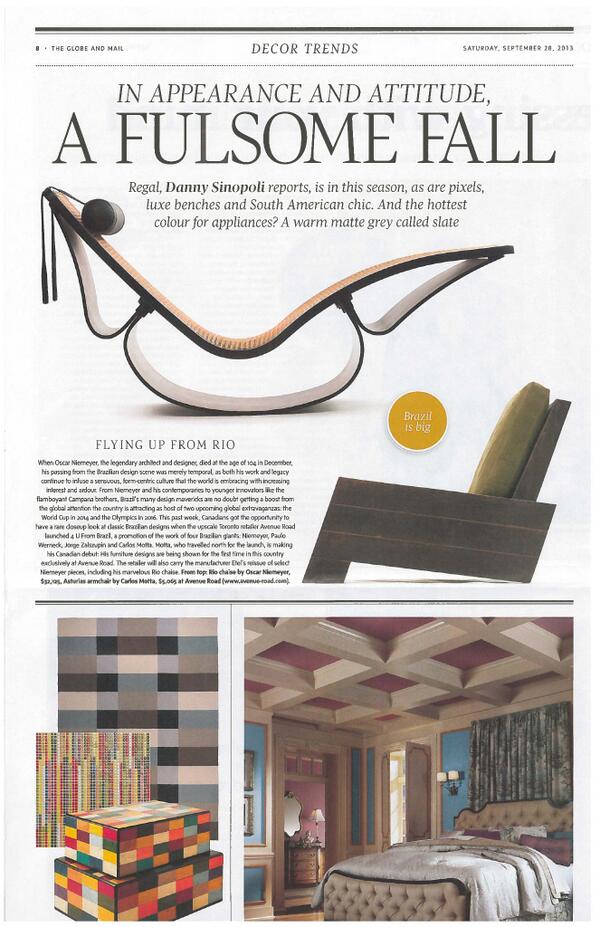 ARFurniture's tweet photo. #brazildesign @arfurniture leads @globeandmail's decor trends http://t.co/m3ZnFsBPvF http://t.co/1NRIJtuZrE
